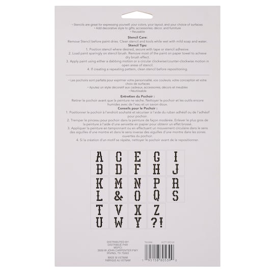 4" Western Alphabet Serif Stencils by Craft Smart®